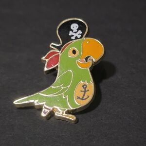 Didney Pirate Parrot Bird Pin - Green and Orange